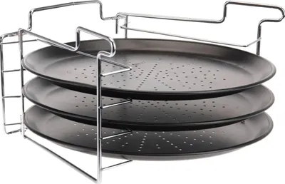 Produktbild von Cookinglife Pizzablech Metall 32 cm Antihaft - Pizza Backblech Set 4-teilig
