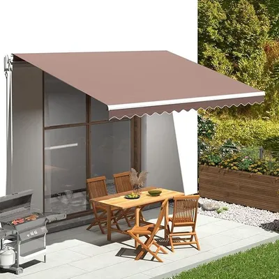 Produktbild von Markisenbespannung Terrassen-Sonnenschutz Wasserabweisend Markisestoff Markisentuch Ersatzstoff Markisevolant für Markise UV-beständig Braun 4,5x3 m