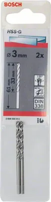 Produktbild von Metallbohrer HSS-G, DIN 338, 3 x 33 x 61 mm, 2er-Pack