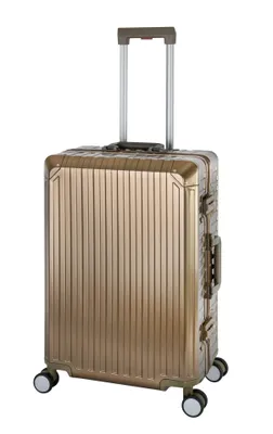 Produktbild von Travelhouse  Tokyo Alu Reisekoffer Champagner M-66cm Hartschalenkoffer Reisetrolley Suitecase Trolley 2X TSA Zahlenschloss 4 Doppelräder 360° Rollen Vol. 66L