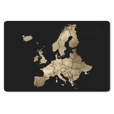 Produktbild von MuchoWow® Schreibtischunterlage Karte - Europa - Gold 60x40 cm - XXL Mauspad - Großes Mauspad