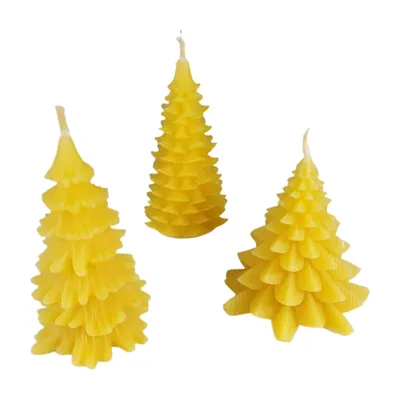 Produktbild von Bienenwachskerzen Tannenbaum Kerzen 3er Set bis 9 cm – für Adventskranz und Gesteck