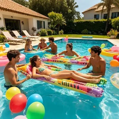 Produktbild von Aufblasbarer Pool-Schwimmkörper gegen Umkippen, 177 cm | Schwimmendes Floß für Pool, Wasserpark, Garten, Fluss, Meer, Urlaub, Partys und zum Sonnenbaden
