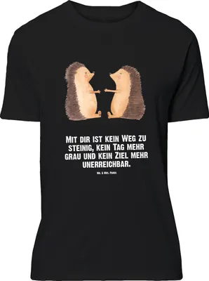 Produktbild von Mr. & Mrs. Panda Größe XL T-Shirt Igel Liebe - Schwarz - Geschenk, mit Spruch, Shirt, Tshirt, Freundin, Hochzeitstag, Hochzeit