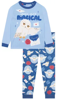 Produktbild von Harry Potter Schlafanzug Mädchen, Hedwig Schlafanzug Kinder, Blau 134