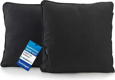 Produktbild von DYNMC you Sofakissen mit Füllung und Bezug - 2er Set 40x40cm mit Viel Füllung - VERGLEICHSSIEGER  - Rückenkissen mit  Baumwoll-Bezug - Bequeme Dekokissen - Couchkissen Anthrazit