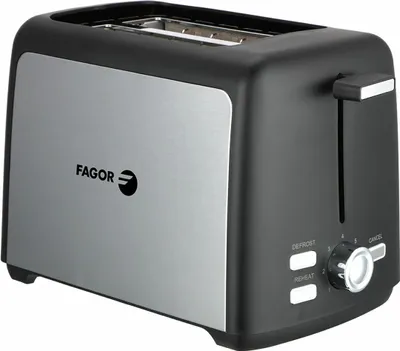 Produktbild von Fagor ToastPro, 2 Scheibe(n), Schwarz, Edelstahl, Tasten, Drehregler, 800 W, 220-240 V, 50-60 Hz