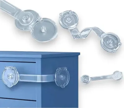 Image de Serrure de sécurité pour tiroir d'armoire en silicone, transparente, Premium, 1 pièce