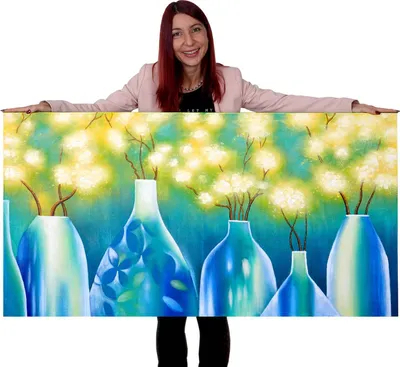 Immagine prodotto di Vasi dipinti a olio, 100% pittura murale dipinta a mano XL, 135x70cm
