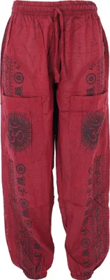 Produktbild von Yogahose, Uni-Baumwoll-Goa-Hose mit Druck - Rot, Herren, Baumwolle, Größe: XL