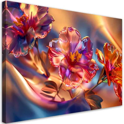 Produktbild von Leinwandbild Glänzende Glasblumen auf Leinwand 60x40 Feeby Bunt bild für die wand bereit zum aufhängen