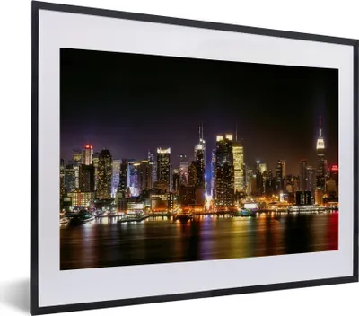 Produktbild von MuchoWow® MuchoWow® Gerahmtes Poster New York - Skyline - Farben 40x30 cm - Poster mit zchwarzem Bilderrahmen - Bilderrahmen - Poster im Rahmen