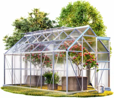 Produktbild von GARDEBRUK® Aluminium Gewächshaus 7,2m² 380x190cm inkl. 4 Dachfenster Treibhaus Garten Frühbeet Pflanzenhaus Aufzucht 11,73m³