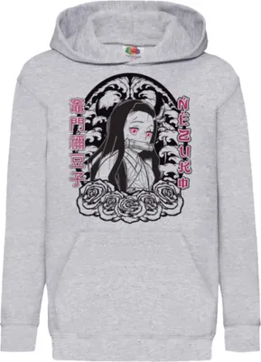 Produktbild von Kinder Kapuzenpullover Demon Anime Slayer Kimetsu No Yaiba Nezuko Kamado 15, 9-11 Jahr - 140 / Grau