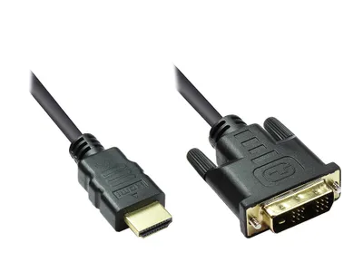 Produktbild von HDMI 19pol Stecker auf DVI-D 18+1 Stecker Anschlusskabel, vergoldet, 1,5m, Good Connections®