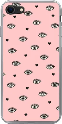 Produktbild von MuchoWow® Handyhülle Schutzhülle Hülle für Telefoonhoesje iPhone SE 2020 Mädchen - Augen - Rosa - Muster - Mädchen - Kinder - Kinder Silikon Softcase Handy Hülle - Kartenbesitzer