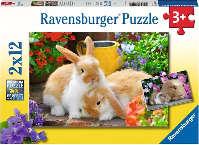 Obrázek produktu pro Ravensburger dětské puzzle Little Cuddle Time 2x12 dílků 05144