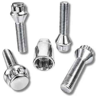 Produktbild von Felgenschloss M12x1,5x40mm Kegelbund 60° silberne Felgenschlösser Set