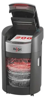 Produktbild von Rexel ShredMax AutoFeed+ 200M, Mikrogeschnittene Zerkleinerung, 22,5 cm, 2 x 5 mm, 21 l, 200 Blätter, 55 dB