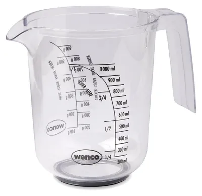 Productafbeelding van Wenco meetbeker van kunststof, 1 liter inhoud, met nauwkeurige schaalverdeling (ml/l)