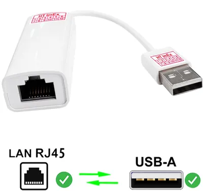 Produktbild von Weiß USB A LAN Adapter netzwerk ethernet konverter USB 2.0 Mbps LAN RJ45
