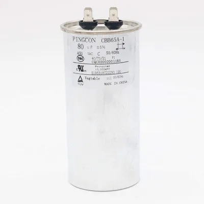 CBB65 Kondensator 80 µF, 450 V AC, rund, Aluminium