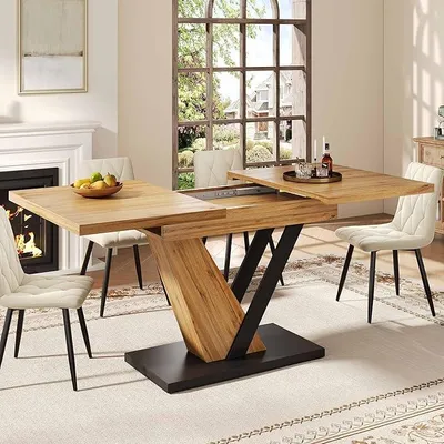 Imagen del producto de Mesa extensible (120–160 x 75 x 75,5 cm), mesa, mesa de comedor, extensible hasta 160 cm, ideal para cocina y salón