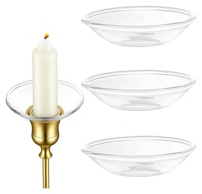 Produktbild von 3 Stück Kerzentropfmanschetten aus Glas, klar, für Kerzen, Tropfenfänger für Hochzeiten und Veranstaltungen