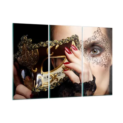 Produktbild von Bilder auf glas - Frau Mode Venedig Maske - 105x70cm - Glasbilder - Wandbilder - Kunstdruck - zum Aufhängen bereit - Wanddekoration aus Glas - Glas Bilder - Wandbild auf Glas - GCE105x70-2680