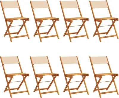 Produktbild von vidaXL Gartenstühle 8 Stk. Klappbar Beige Stoff und Massivholz