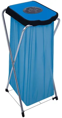 Produktbild von Müllsackständer Abfallsackständer Wertstoffsammler 120 l mit Deckel Blau Edelstahl für Mülltrennung Pfandflaschen Dosen