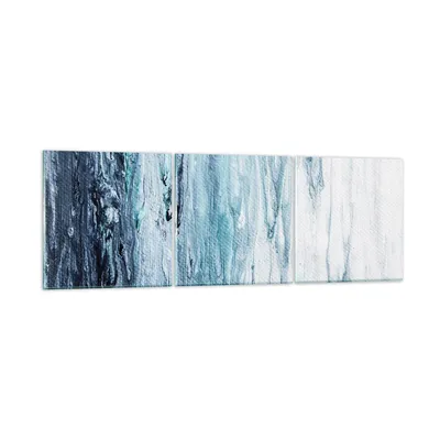 Produktbild von Bilder auf glas - 3 Teile - Abstraktion Prellung Blau - 150x50cm - Glasbilder - Wandbilder - Bilder - zum Aufhängen bereit - Wanddekoration aus Glas - Glas Bilder - Wandbild auf Glas - GCA150x50-4380