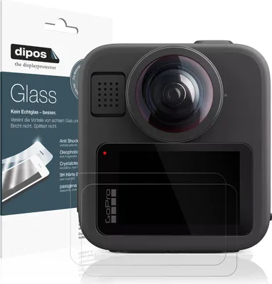 Produktbild von 2x Schutzfolie für GoPro Max 2 - Anti-Shock 9H Folie dipos Glass Kunststoffglas