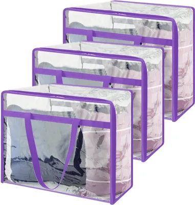 Image de Sac à vêtements transparent - 3 sacs de rangement de grande capacité