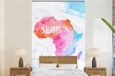 Produktbild von MuchoWow® Fototapete für Wohnzimmer oder Schlafzimmer Wandtapete Vinyl Motivtapete Afrika - Farben - Ölfarben - 180x280 cm - Wallpaper