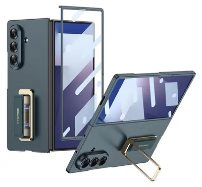 Produktbild von Für Samsung Galaxy Z Fold7 GKK Ultra Dünne Full Cover Hülle mit Drehständer Grün