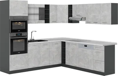 Immagine prodotto di Cucina angolare completa Vicco R-Line Calcestruzzo 247 x 60 cm , PL Marmo, Model 54183