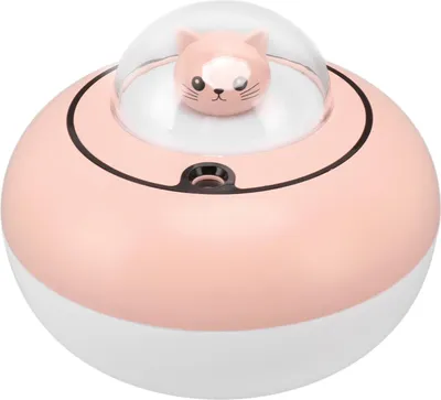 Productafbeelding van Mini luchtbevochtiger, schattige kattenbeeld, draagbaar, stil, desktop luchtbevochtiger voor thuis en kantoor, USB-aansluiting, roze