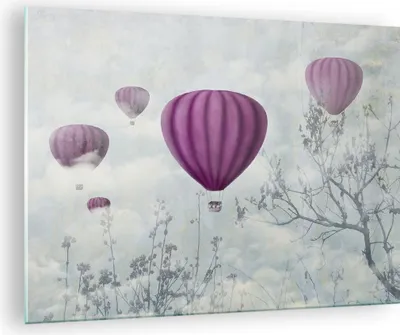 Produktbild von Bilder auf glas - Ballon Baum Flug - 70x50cm - Glasbilder - Wandbilder - Kunstdruck - zum Aufhängen bereit - Wanddekoration aus Glas - Glas Bilder - Wandbild auf Glas - Einteilig - GAA70x50-3581