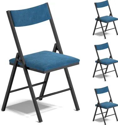 Produktbild von Klappstuhl Gepolstert 4er Set, bis 200 kg Belastbar, Klappstühle für Esszimmer Wohnzimmer