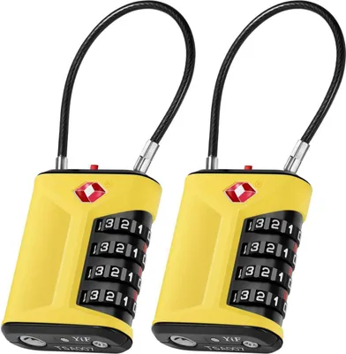 Produktbild von ZHEGE TSA 4-Stelliges Kofferschloss 2er Pack Gelb