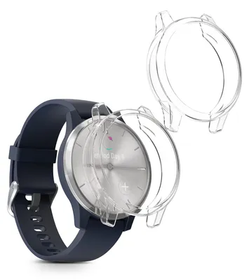 Produktbild von kwmobile 2x Sport Schutzhülle kompatibel mit Garmin vivomove 3S Hülle - Silikon Cover klar - Case ohne Tracker - Transparent