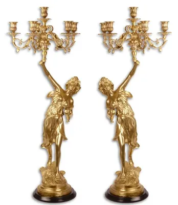 Produktbild von Casa Padrino Barock Kerzenständer Set Gold 32,5 x 32,5 x H. 87 cm - Hotel & Restaurant Deko