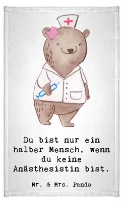 Produktbild von Mr. & Mrs. Panda Handtuch Anästhesistin Herz - Weiß - Geschenk, gäste wc, Gäste-WC, Gästetuch, Frotteehandtuch, Spruch, Studium, Krankenhaus, Lustig, Anästhesie