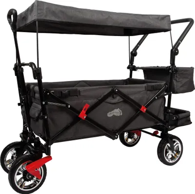 Produktbild von small foot Faltbarer Bollerwagen mit abnehmbarem Dach, Regenschutz, Feststellbremsen, höhenverstellbarer Griff, belastbar bis 80 kg, 12729