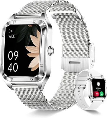 Produktbild von Smartwatch Damen,Fitnessuhr mit Telefonfunktion, Benachrichtigung Nachricht,1.6 Zoll Aktivitäts Tracker mit 19 Sportmodi Herzfrequenz SpO2 Android IOS