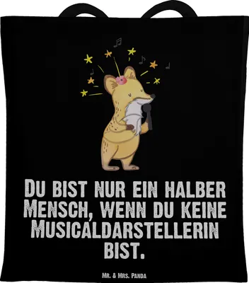 Produktbild von Mr. & Mrs. Panda canvas tasche Musicaldarstellerin Herz - Schwarz - Geschenk, Einkaufstüte, Jutebeutel, Tote Bag, Shopping, Laptoptasche