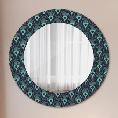 Produktbild von Spiegel Rund mit Aufdruck - Wandspiegel Design Wandmontage – Badspiegel - Floral Muster - Runder: Ø50cm