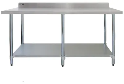 Immagine prodotto di Tavolo da lavoro in acciaio inossidabile - 213 x 60 x 90 cm - Capacità di carico: 250 kg - Acciaio inossidabile - Tavolo da lavoro per cucina