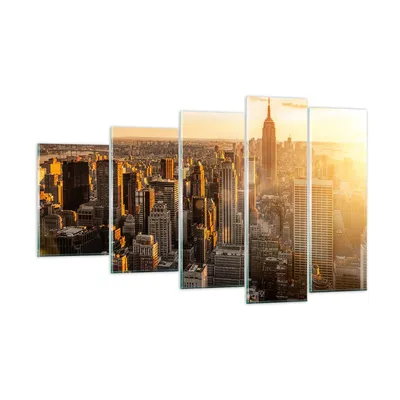 Produktbild von Bilder auf glas - New York Wolkenkratzer Manhattan - 100x60cm - Glasbilder - Wandbilder - Kunstdruck - zum Aufhängen bereit - Wanddekoration aus Glas - Glas Bilder - Wandbild auf Glas - GEG100x60-2672
